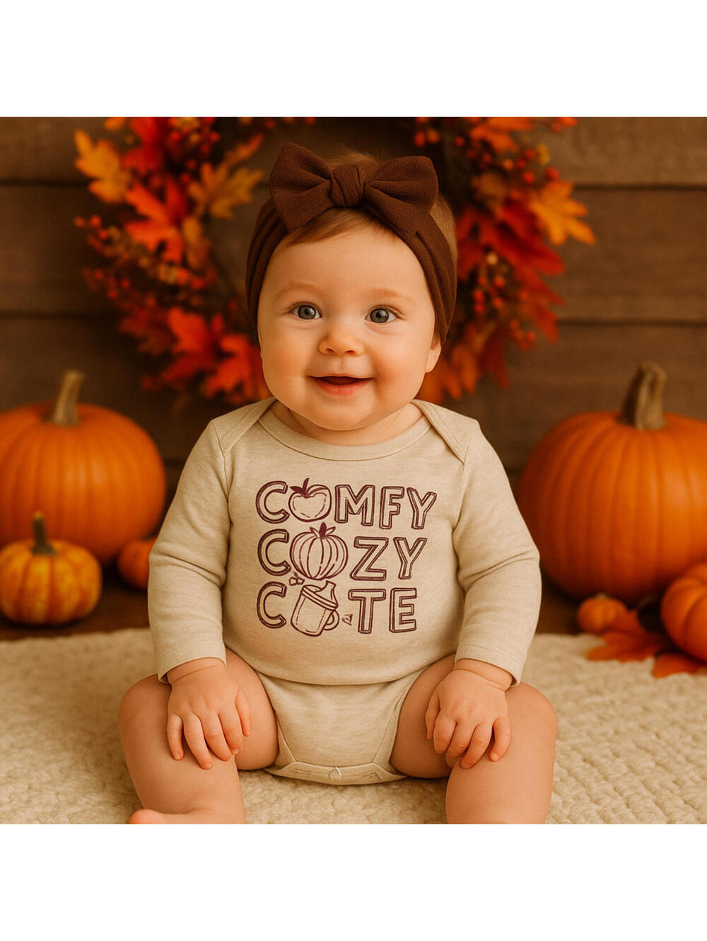 Dot & Zazz Unisex "Comfy Cozy Cute" Thanksgiving One Piece Sleeper 9-12 Months
